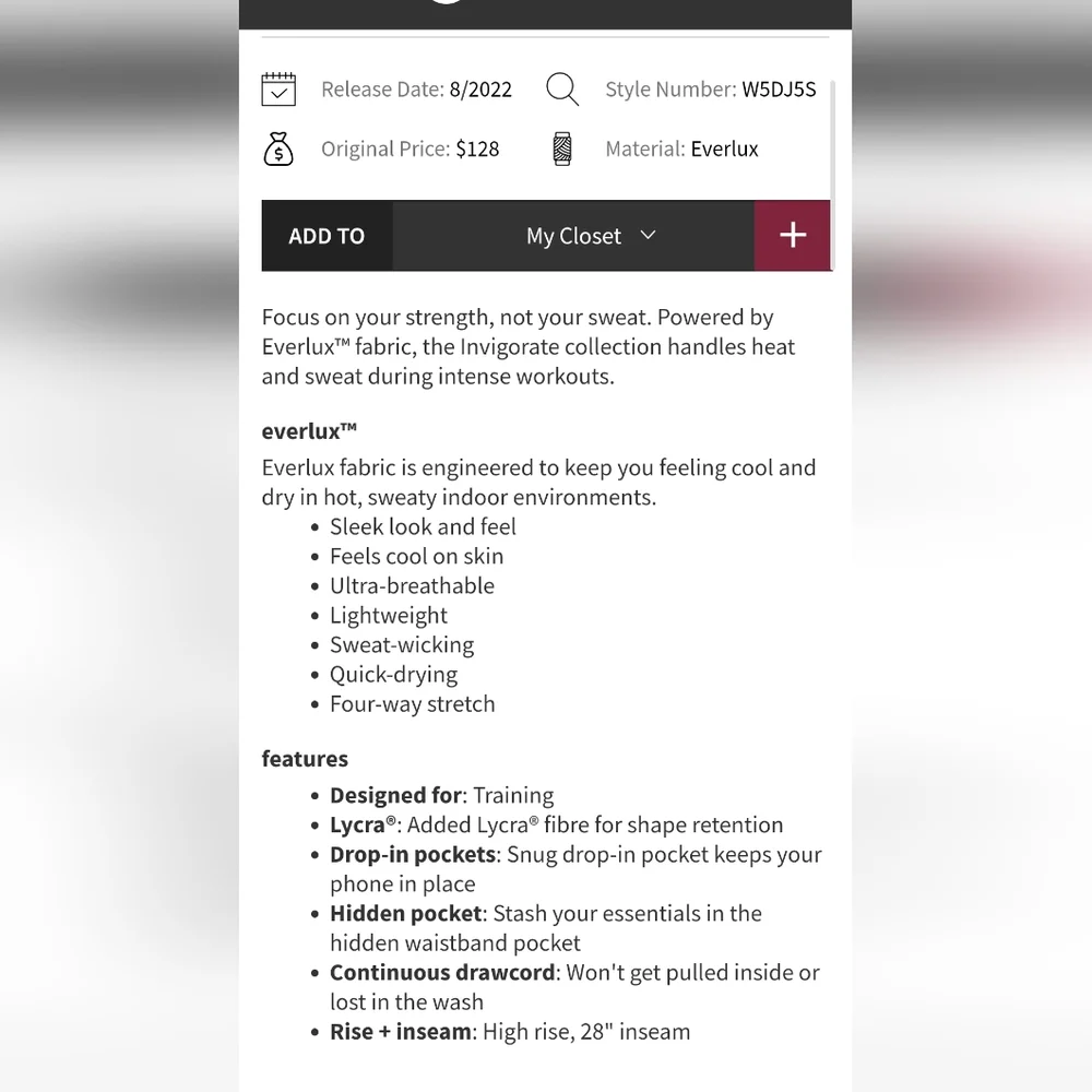 Lululemon Invigorate HR Leggings Cayenne Size 6 28" - Picture 7 of 7